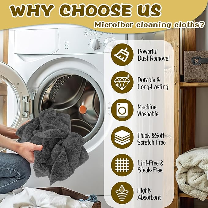 4 Pcs Extra Large Microfiber Cleaning Cloth, Lint and Streak Free