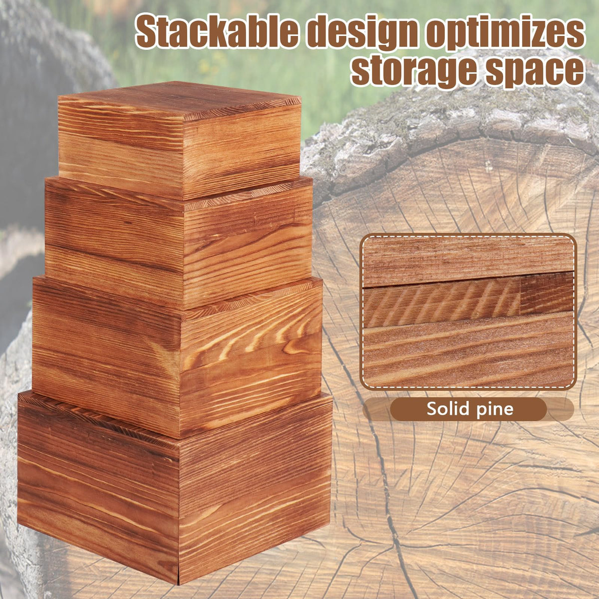 HTRYBNES 6 Pack Wooden Buffet Risers and Stands, Rustic Food Risers for Buffet Table, Risers Display Stands, Wood Cake Cupcake Stands for Wedding Party, Food Display, Collectibles