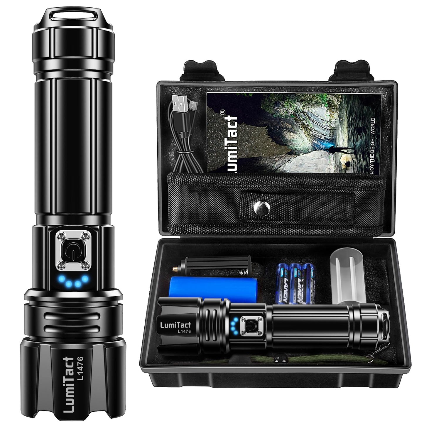 Torches LED Super Bright Rechargeable - 500000 Lumens Powerful Torch XHP70.2 Tactical Flashlight with Holster, 5 Modes & Zoomable Flash Light IP67 Waterproof for Camping Hiking Emergency Dog Walking