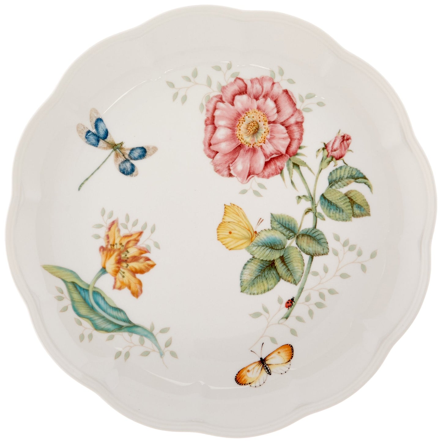 Lenox Dinnerware Set, Butterfly Meadow 18-Piece Set, Service For 6, White Porcelain, Butterfly And Flower Designs, Plates And Bowls Sets, Dishwasher Safe, Home & Kitchen (Assorted, 18 Pieces)