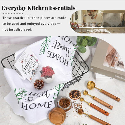 StoFurry Housewarming Gift Basket for New Home | 13 Pcs Kitchen Essentials Set with Ceramic Mugs, Measuring Spoons, Storage Basket | New Home Gift Ideas | Closing Gifts for Couples & Families