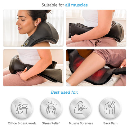 COMFIER Shiatsu Neck and Shoulder Massager,Gifts for Mom Dad,Deep Kneading Massage Pillow with Heat, Back Massager, Pillow Massage, Black