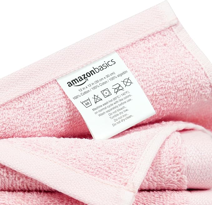 Amazon Basics Highly Absorbent, Fast Drying 100% Cotton Washcloths