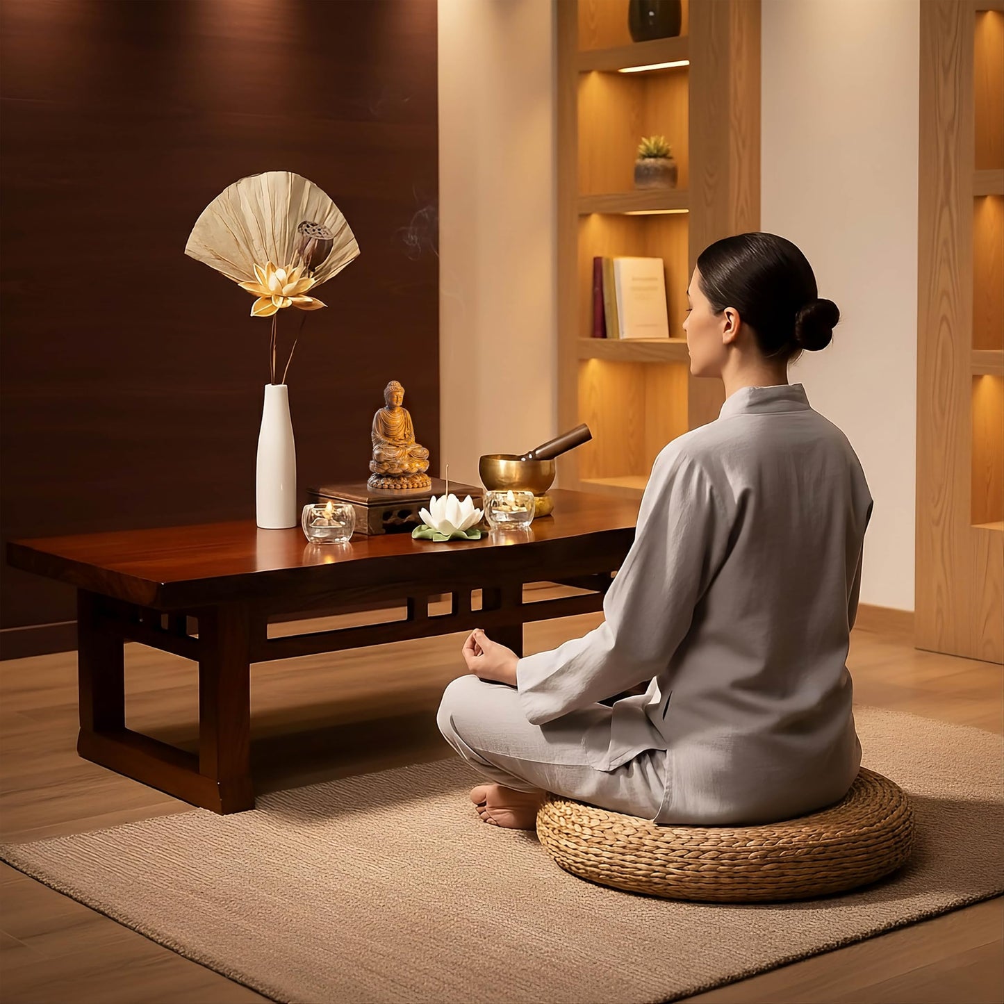 DAISYCRAFTVN Buddha Statue – Wooden Shakyamuni Buddha for Indoor Home Altar, Meditation Room Decor, Buddhist Spiritual Gifts