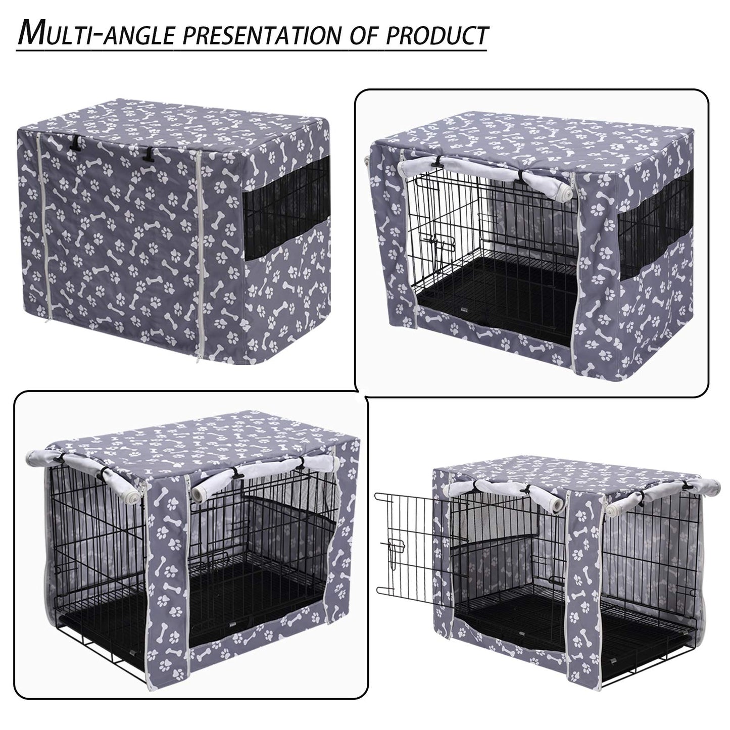 Dog Crate Cover Durable Polyester Pet Kennel Cover Universal Fit for Wire Dog Crate - Fits Most 42 inch Dog Crates - Cover only-Sky Gray-42