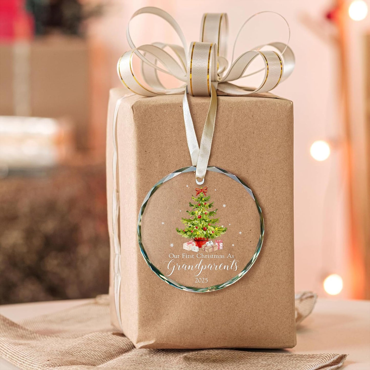 MALFIRST Our First Christmas as Grandparents 2025 Ornament – First Time Grandparent Ornament, New Grandpa Grandma Gift, Grandmas First Christmas Ornament, First Year as Grandparents Keepsake