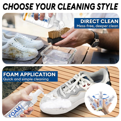 Tidybond Shoe Cleaner Kit for Sneakers – 10.6oz Premium Shoe Cleaning Set with 3 Brushes & Microfiber Towel, Sneaker Cleaner for White Shoes, Boots, Leather, Suede, Canvas, Mesh, PU & Fabric