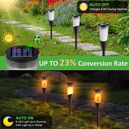 FIFIying Solar Lights Outdoor Garden, 6 Pack Solar Torch Light with Flickering Flame 600mAh Pathway Light Outside IP65 Waterproof Outdoor Decor for Patio Pathways Lawn Yard Decoration
