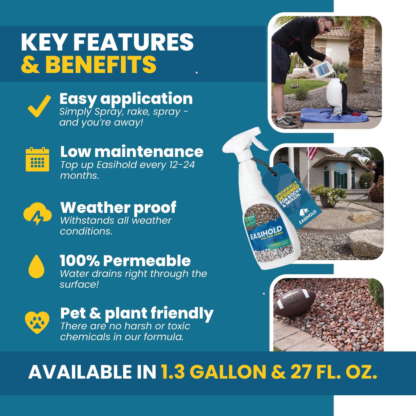 VUBA EASIHOLD ROCKS - Award Winning 5L XL Gravel Binder for Bonding Pebbles, Stones, Bark and Gravel on Borders, Patios and Garden Paths. Lasts up to 3 Years, Non Toxic, Ready to Use.