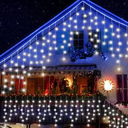 JREWDOIN 131FT Christmas Lights Outdoor 1440 LED Christmas Decorations Waterproof Plug in with 8 Modes & Timer Christmas Lights for Roof Party Garden Holiday Decor (Cool White)