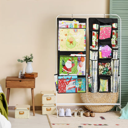 Simple Houseware Double-Sided Hanging Gift Wrap Organizer Storage Pockets, Black (Set of 1)
