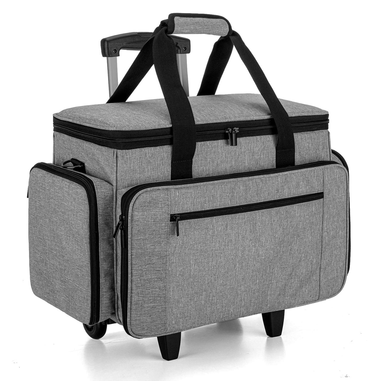 Luxja Sewing Machine Bag with Detachable Dolly, Rolling Sewing Machine Tote with Removable Bottom Pad (Fits for Most Standard Sewing Machines), Patented Design, Grey