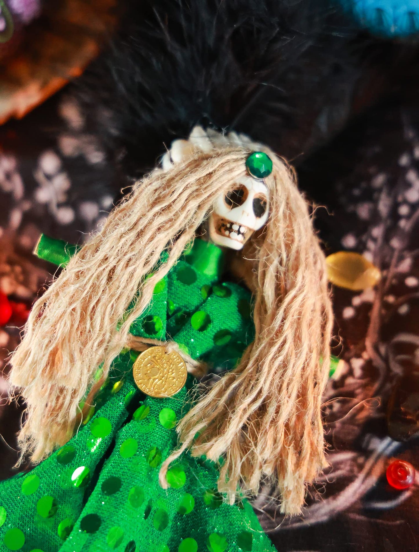 Nosadi Voodoo Doll Handmade Set Real Hemp Rope Wrapped Skull Horror Witches Poppet Gifts Doll for Halloween Birthday Christmas Party Gift Supplies Decoration