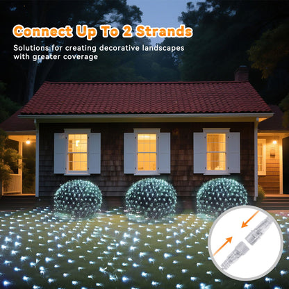 LitHome 14.8FT x 5FT Christmas Net Lights, 300 LED Net Lights Outdoor Mesh Light with 8 Modes, Connectable Waterproof Cool White Christmas Mesh Light for Bushes, Garden, Backyard, Xmas, Holiday Decor