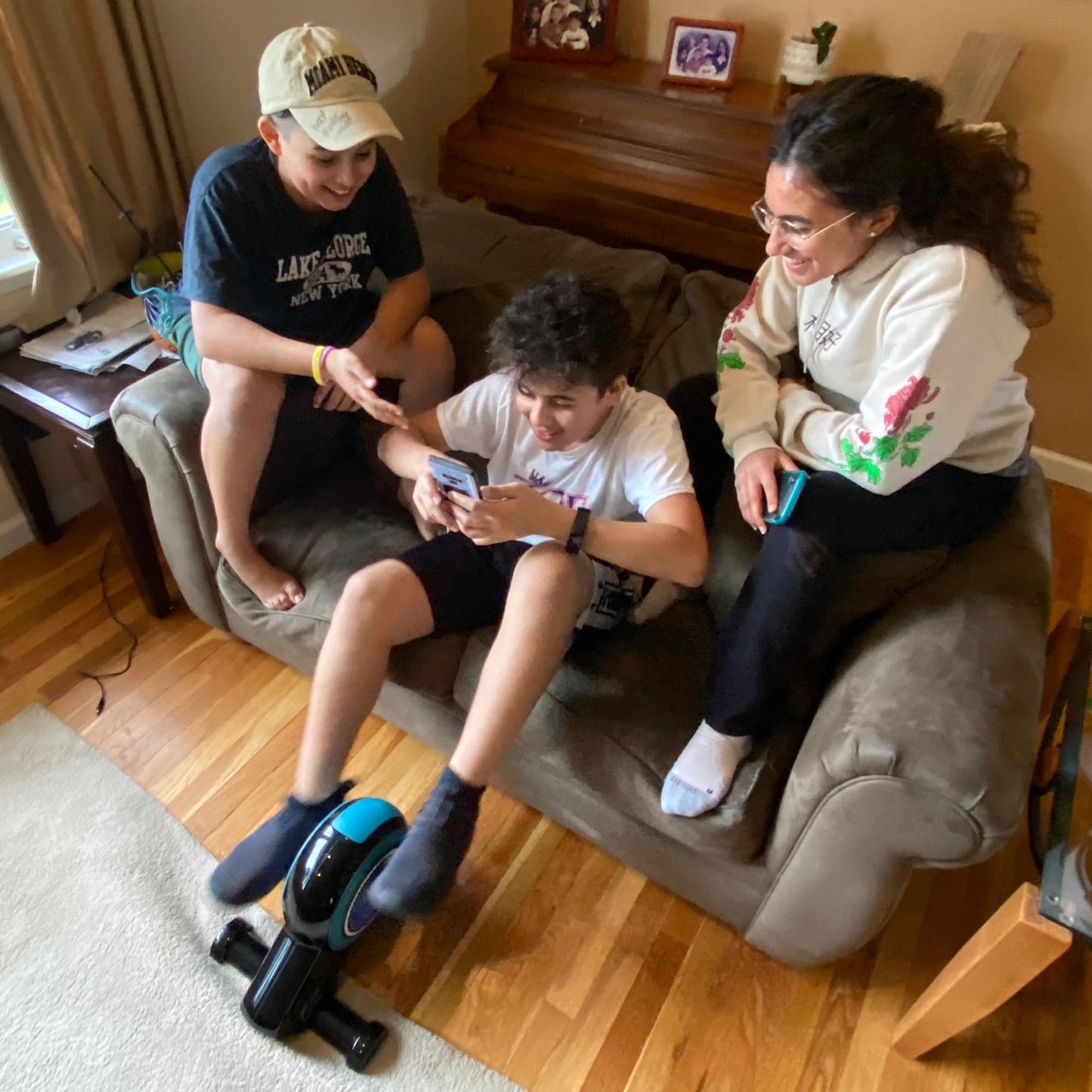 Interactive Stationary Exercise Bike for Kids & Adults – Motion Powered Fitness Device with 6 Games, Bluetooth App, Adjustable Resistance, USB Charging, Family Cardio Trainer