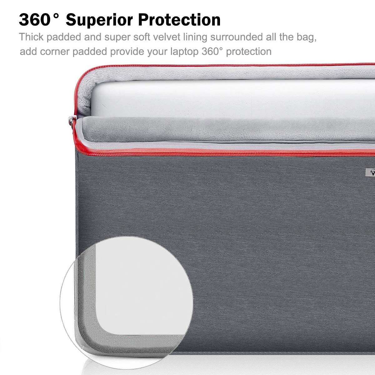 Voova 360°Protective Laptop Sleeve Case 15.6 inch, Waterproof Slim Computer Cover Bag with Handle Compatible with MacBook Pro 16, 15.6”-16” HP Acer Lenovo Asus Dell Laptop, Grey