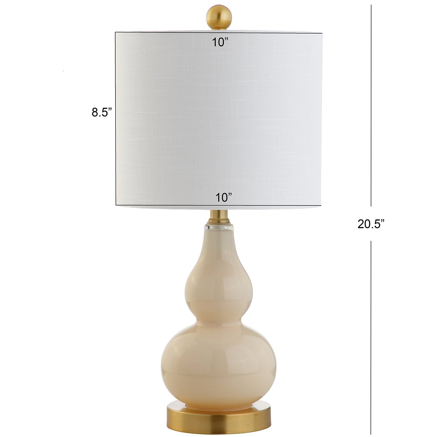 JONATHAN Y 20.5" Ivory Glass Table Lamp, Modern Gourd Bedside Nightstand Lamp for Bedroom, Living Room, White Linen Shade, LED Bulb Included (JYL1028B)