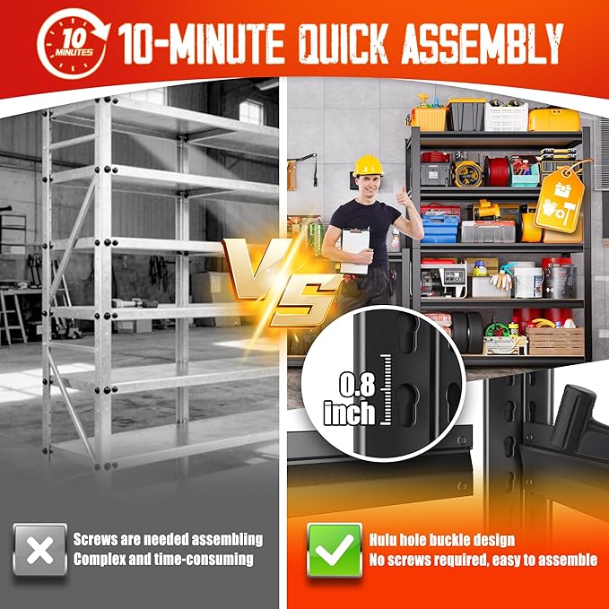Set of 2 71"H Garage Shelving-5 Tier Garage Storage Shelves,Adjustable Heavy Duty Metal Shelving Unit and Storage Large Rack,Utility Steel Shelf For Warehouse Industrial Pantry Basement 71"x32"x14"