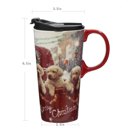 Topadorn Christmas Ceramic Mugs Travel Mug Porcelain Coffee Cup with Gift Box Latte Mug for Holiday 17 oz.