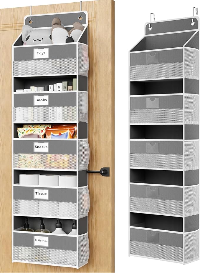 Over The Door Organizer Hanging, 5 Shelf Behind The Doors Storage, Pantry Door