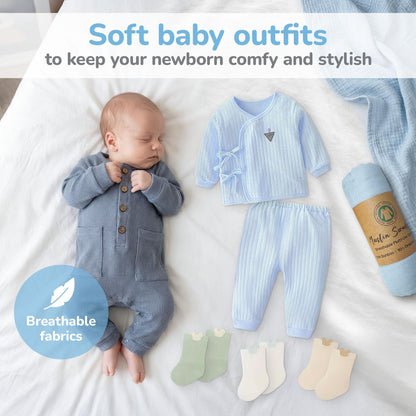 New Baby Boy Gift Basket | Unique Gift Set in a foldable diaper bag for a New MOM Light Blue Gift Set. Welcome Baby Care Package w/Newborn Essentials for Expecting Moms Baby Shower, After Labor Gift