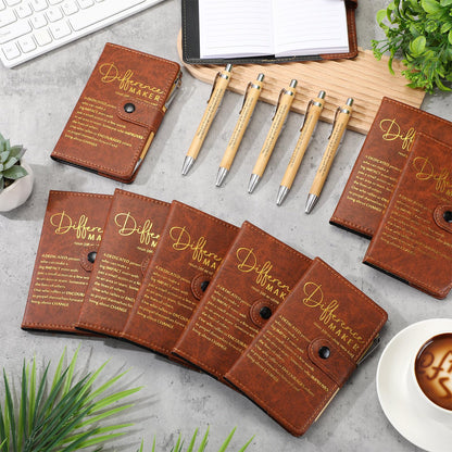 Honoson 20 Sets Difference Maker Teacher Appreciation Gifts Bulk Motivational Notebooks with Bamboo Pen Nurse Appreciation Gifts for Employee Coworker Team Staff Boss Graduation