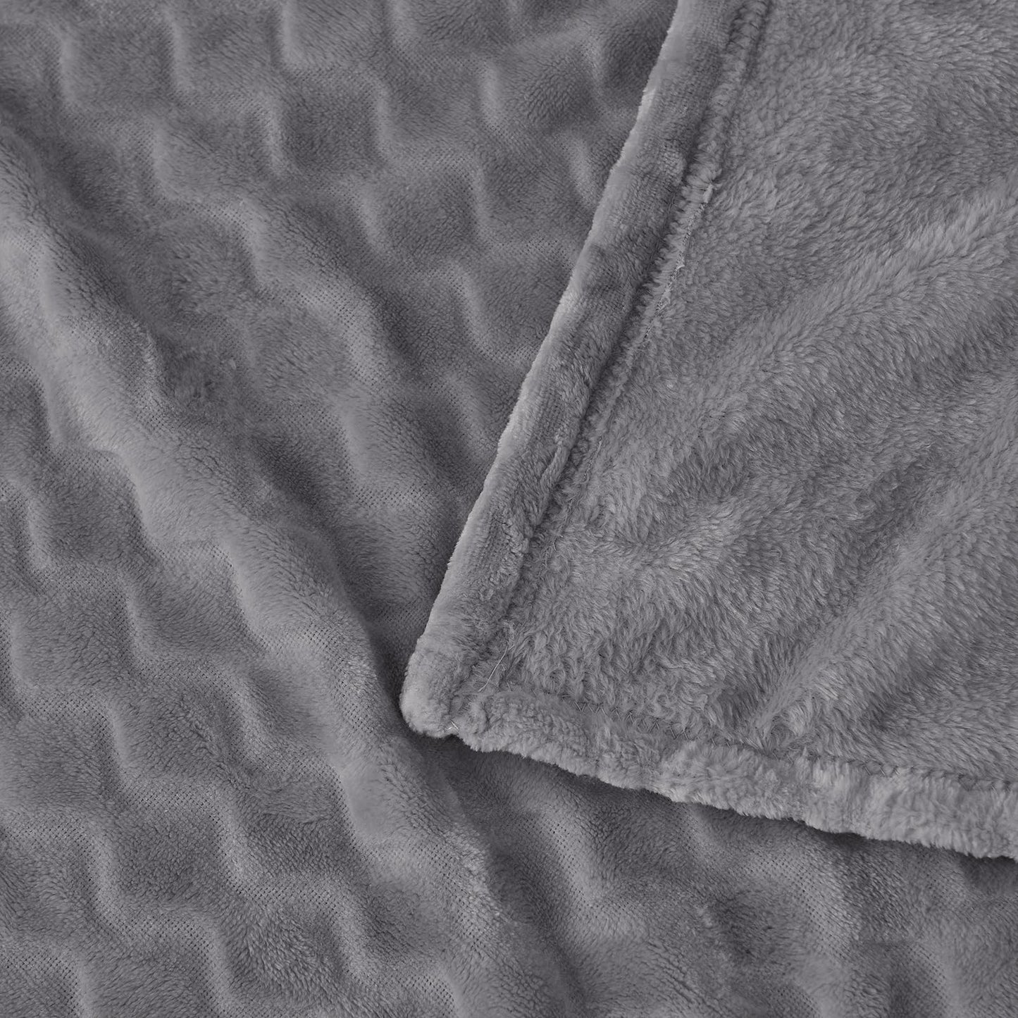 PLEASANT BOULEVARD | Super Soft FleeceThrow Blanket Velvet Wave Pattern Lightweight Cozy Flannel Blankets for All Seasons, Elegant Comfort Luxury Grey Fluffy Blankets, Throw (50" x 60")