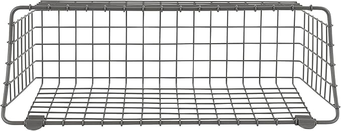 Spectrum Extra Large Wire Wall Mount Storage Basket Industrial Gray, Vintage