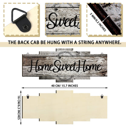 Jetec Home Sweet Home Sign, Rustic Wood Room Wall Decor, Farmhouse Plaque Wall Hanging Wooden Sign for Bedroom, Living Room, Wedding Decor(Gray)