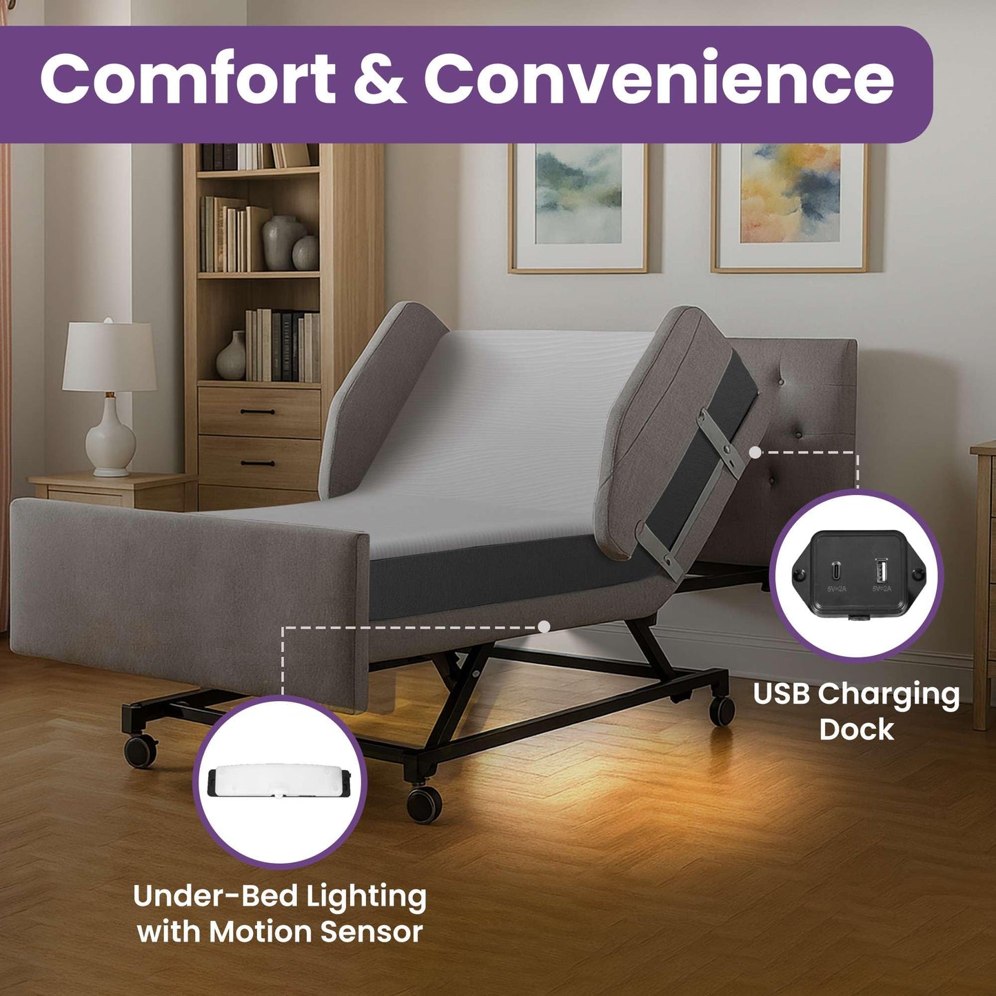 ProHeal Customize Your Own Adjustable Hospital Bed for Home Use with Gel Memory Foam Mattress - Twin Size Home Style Full Electric Medical Bed - Adjust Height, Head, and Foot - Cozy Elegant Design