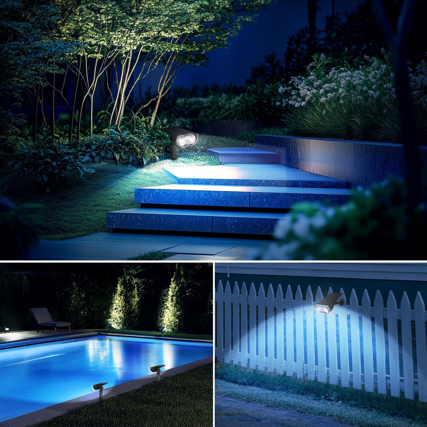 Linkind Solar Outdoor Motion Sensor Lights, IP67 Waterproof Solar Powered Security Lights, Solar LED Pathway for Garden Driveway Fence, 6500k Cold White, 2 Pack