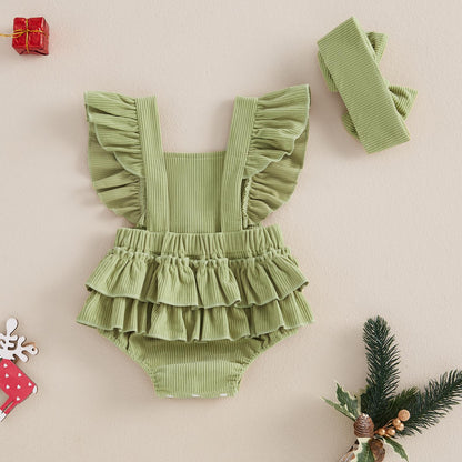YINGISFITM My First Christmas Baby Girl Outfit Newborn Xmas Bubble Romper Infant Jumpsuit Cute Baby Girl Clothes (Green, 0-3 Months)