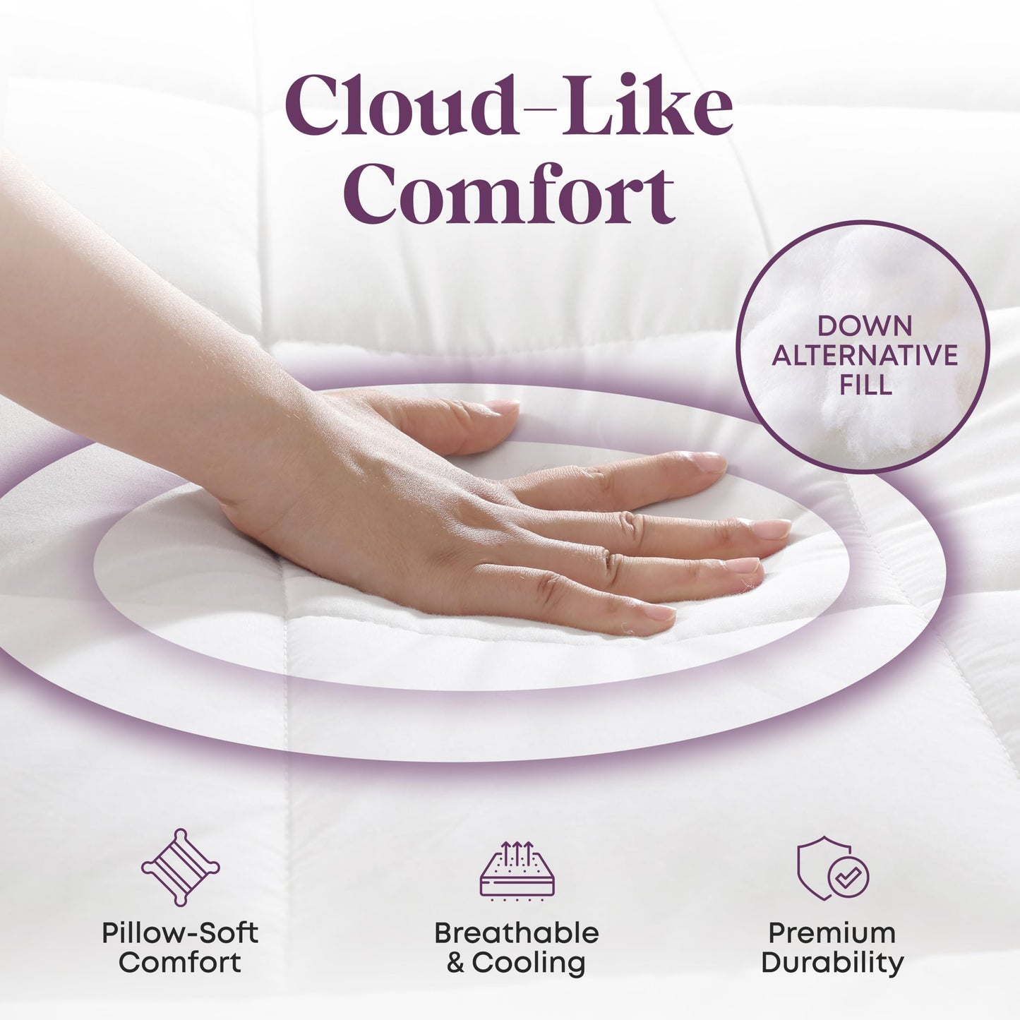 CirclesHome Twin Size Mattress Pad Pillow Top - 100% Cotton Top Ultra - Plush Down Alternative Mattress Protector - 200 Thread Count - Stretches from 14-16 inches for Snug Fit