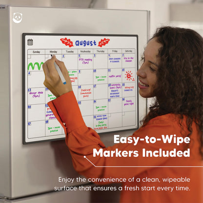 Magnetic Fridge Whiteboard Calendar by Smart Panda - Perfect Month Planner, Memo or Event Reminder for Adults and Children - Notice Board - Monthly