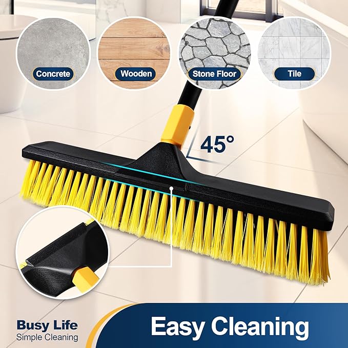 Yocada 18 Inch Push Broom Heavy-Duty Outdoor Commercial Broom Brush Stiff