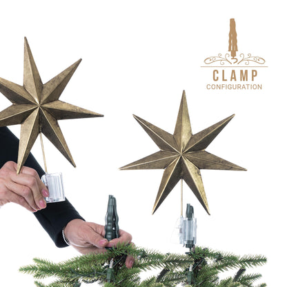 [Christmas Tree Topper Holder] - Twist-on Holiday Universal Tree Topper Stabilizer Fits Most Base Types- Metal Green Support Rod with Adjustable attachments to stabilize Seasonal Treetop Ornaments