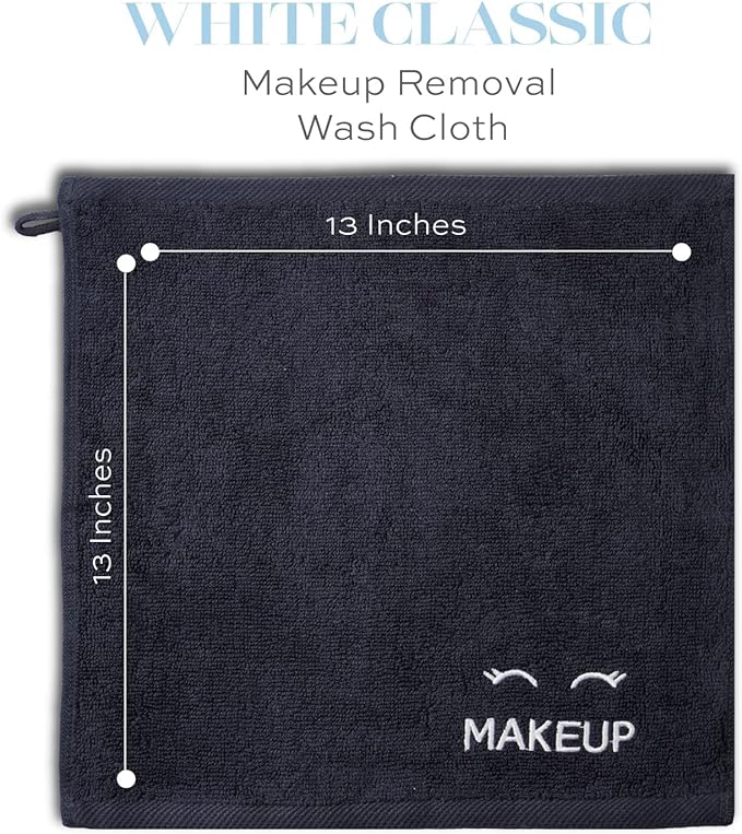 White Classic Bleach Safe Black Makeup Washcloths