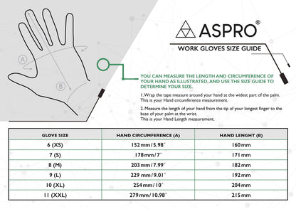 ASPRO 20 Pairs Work and Gardening Gloves - Black Nylon PU Coated Workwear Gloves for Builder, Gardener, Mechanic, Construction, Warehouse etc Size 9 (L)