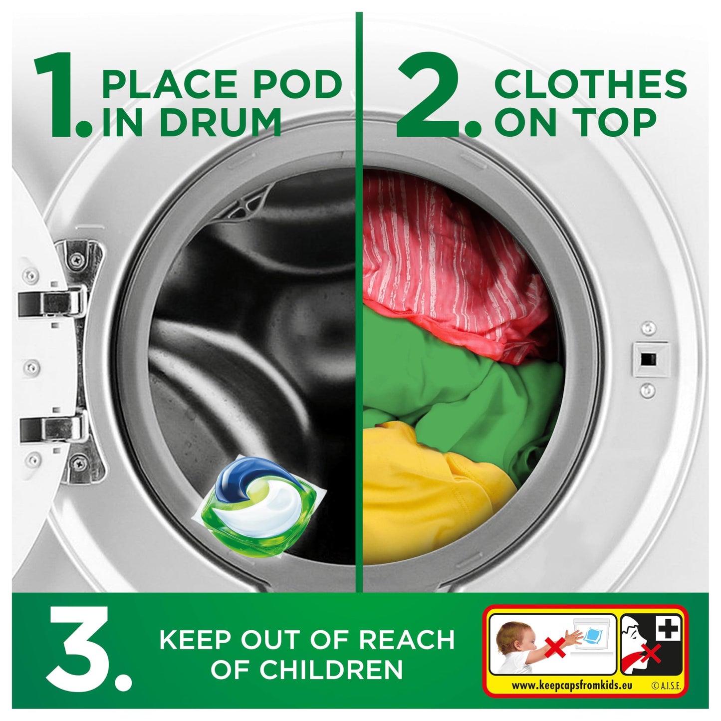 Ariel All-in-1 PODS®, Washing Liquid Laundry Detergent Capsules 108 Washes (54x2), Original, Outstanding Stain Removal In 1 Wash, Brrrilliant In Cold & Short