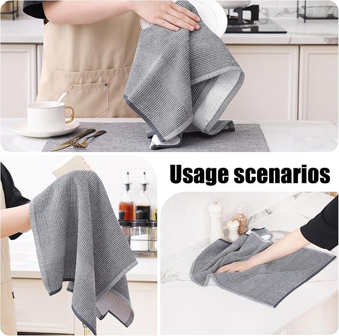 Homaxy Premium Kitchen Towels, Large Cotton Kitchen Hand Towels, Flat and Terry