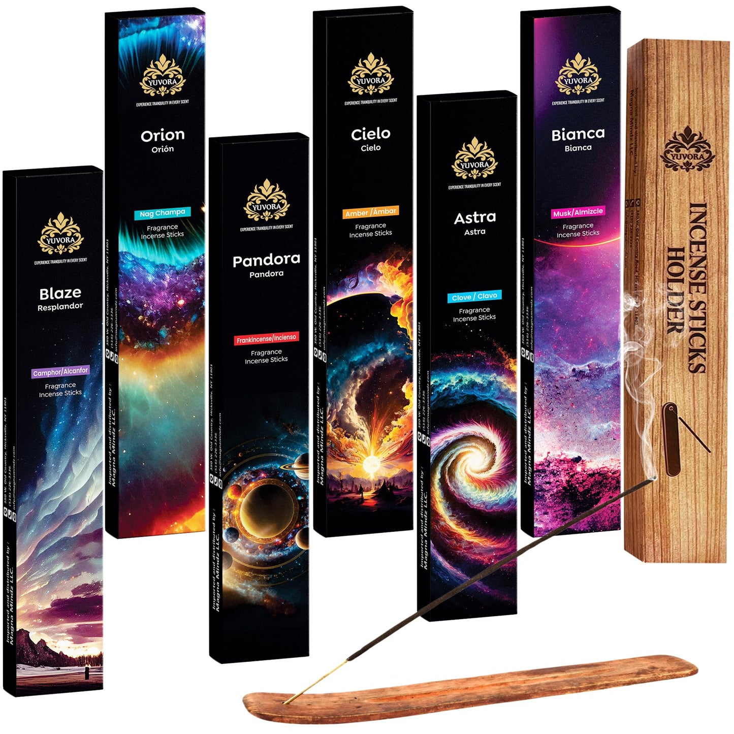 Yuvora Aromatic Incense Sticks Gift Set – 120 Natural & Non-Toxic Incense Sticks | 6 Soothing Scents | Home, Meditation, Relaxation & Yoga | Free Incense Holder | Inciensos - Gifts for Women
