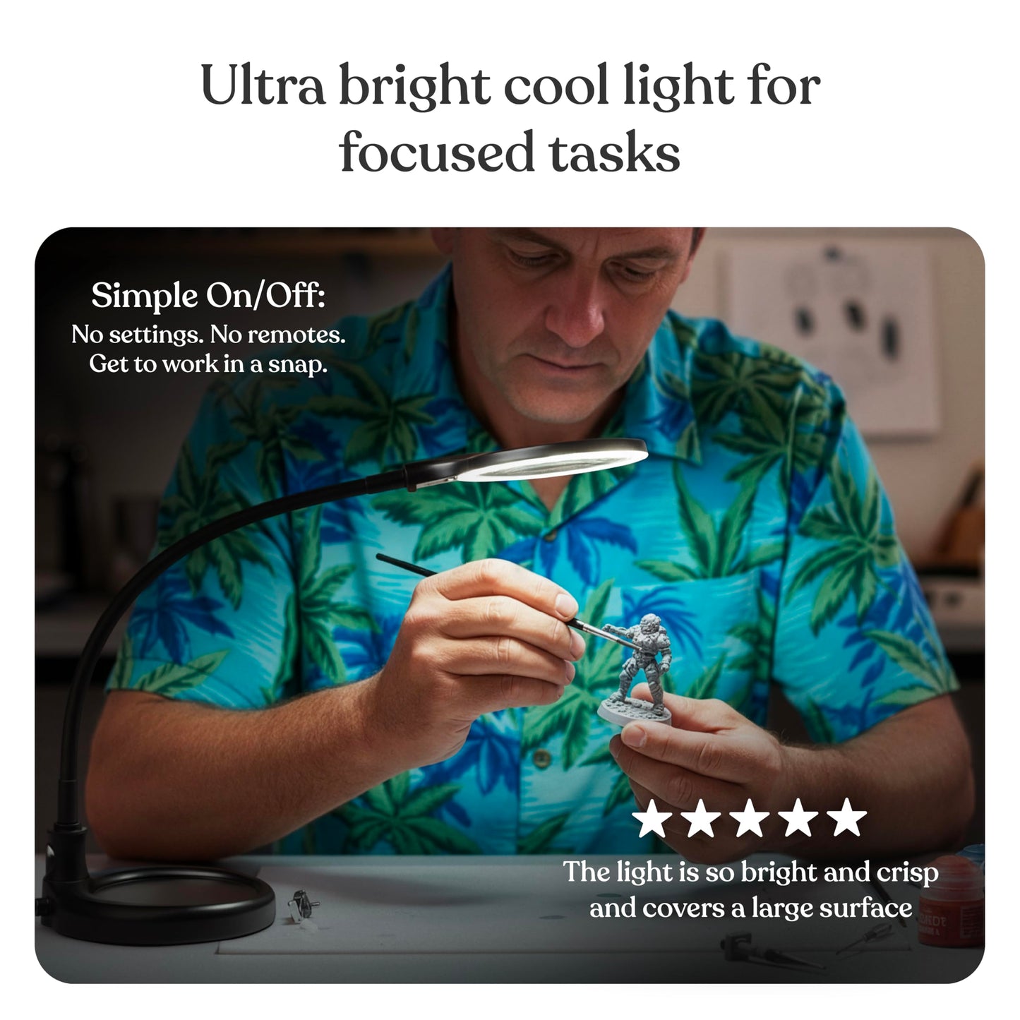 Brightech LightView Pro Flex 2 in 1 Magnifying Desk Lamp, 2.25x Light Magnifier, Adjustable Gooseneck Magnifying Glass with Light for Crafts, Reading, Close Work