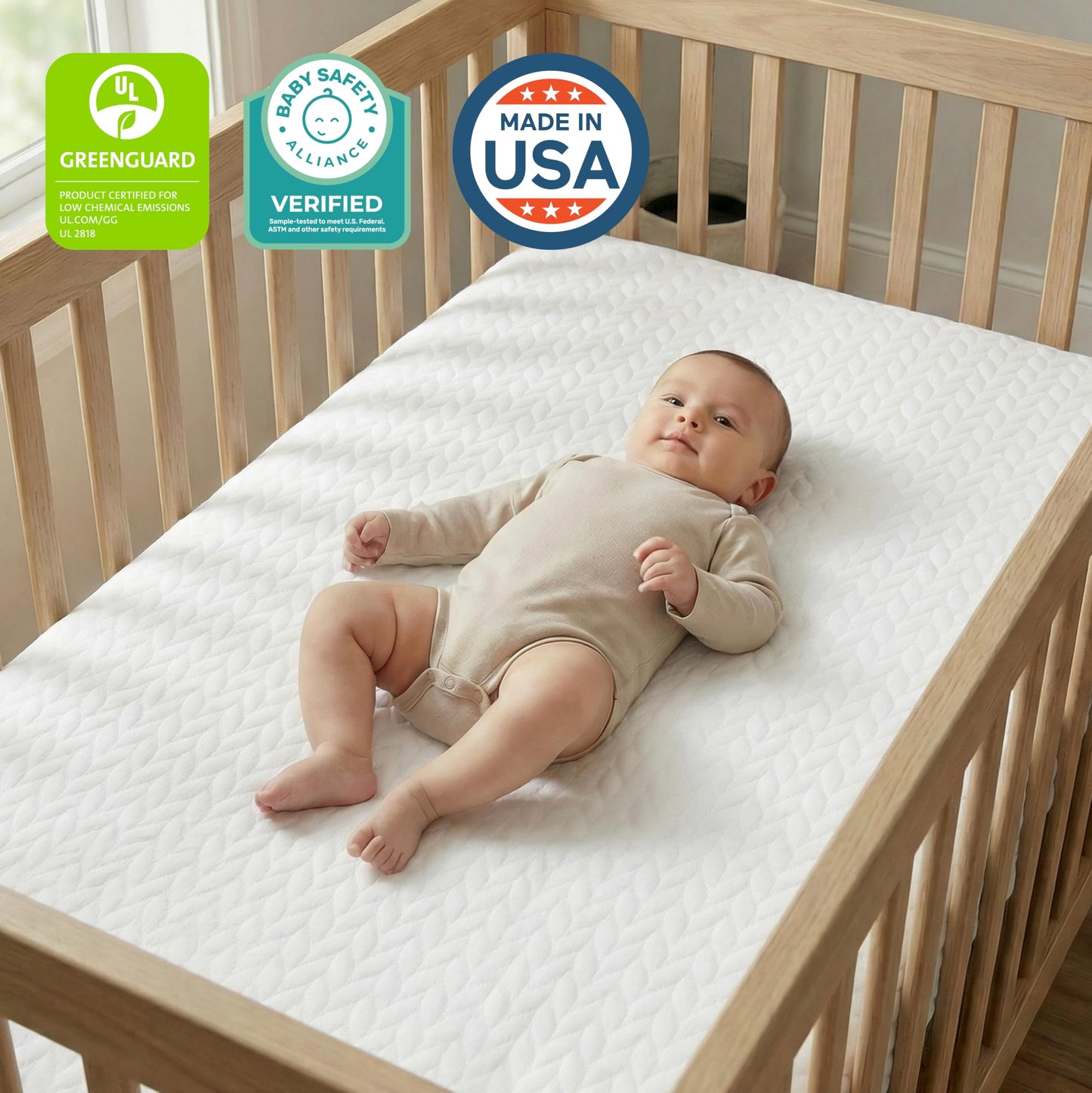 Dream On Me Baby Zzz 5” Full-Size Crib & Toddler Bed Mattress in a Box – GREENGUARD Gold & BSA Certified, Breathable, Water-Resistant, Machine Washable Cover, (52" L x 28" W x 5" H)