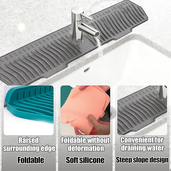 Kitchen Sink Faucet Mat, 90° Foldable Faucet Mat