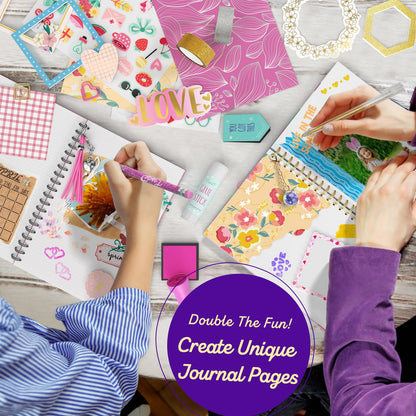 LAOESE 2-Pack DIY Journal Kit for Girls -Christmas Birthday Gifts for Girls 8 9 10 11 12 13 14 Years Old - Arts & Crafts for Teens Trendy Stuff - Scrapbook & Diary Supplies Toys Set