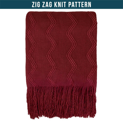 PAVILIA Maroon Red Knit Throw Blanket for Couch Bed, Soft Knitted Farmhouse Sofa Throw for Living Room, Lightweight Decorative Fall Throw Blanket for Chair, Outdoor Textured Boho Blanket, 50x60