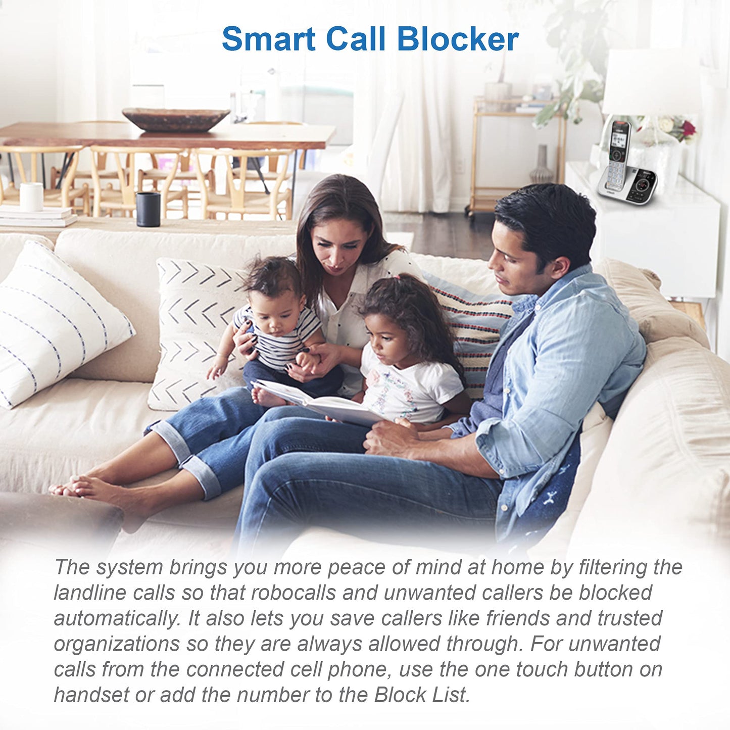 VTech VS112-4 Bluetooth 4 Handset Cordless Phone for Home with Answering Machine, Call Blocking, Caller ID, Intercom and Connect to Cell