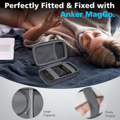 Case for Anker MagGo 3-in-1 Charging Station Qi2 Certified 15W MagSafe, Foldable Magnetic Wireless Stand Holder for Apple Watch USB-C Charger Cable, Portable Travel Storage Bag for Essentials, Black