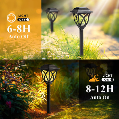 GIGALUMI Solar Lights Outdoor Garden, 6 Pack LED Garden Solar Lights Waterproof, Solar Powered Pathway Lights for Yard, Patio, Landscape, Walkway, Path (Warm White)