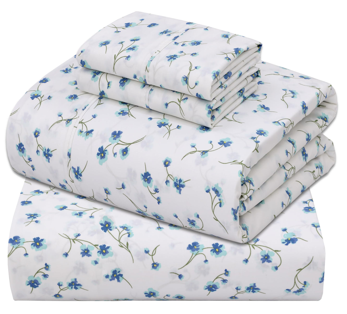 ZOYER 100% Cotton Sheets – Full Size Percale Bedding, Cooling & Breathable, Durable with a Crisp, Soft & Comfortable Feel, 16" Deep Pocket, 4-Piece Set, La Laa Flower